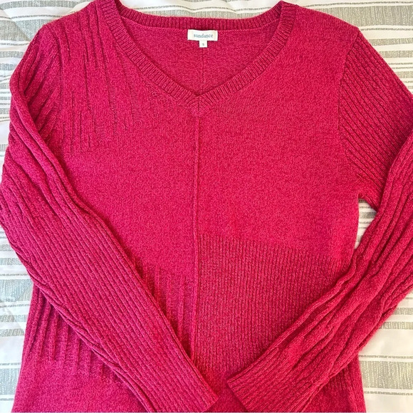 Sundance Sweaters - Sundance • Silk Blend Cranberry Sweater V Neck Size Small Cozy